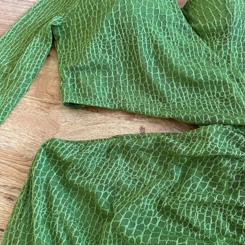 Michael Costello x REVOLVE Vivienne Mini Dress M Green Croc - Picture 16 of 16